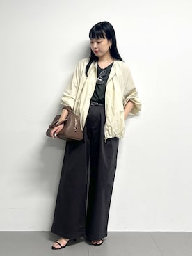 「ナチュラル」｜「アイテム（ブルゾン）」を使った、LINさん（レディース・164cm）の夏コーディネート