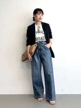 「アイテム（テーラードジャケット）」を使った、LINさん（レディース・163cm）の夏コーディネート