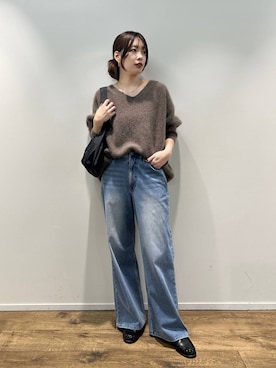 「BARNYARDSTORM（バンヤードストーム）のBARNYARDSTORM / 撥水ビットローファー（ローファー、ブラック系）」を使った、LINさん（レディース・163cm）の秋コーディネート
