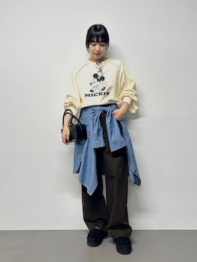 「BARNYARDSTORM（バンヤードストーム）のBARNYARDSTORM / ウォームストレッチチノパンツ / マシンウォッシャブル（チノパンツ）」を使った、LINさん（レディース・164cm）の秋コーディネート