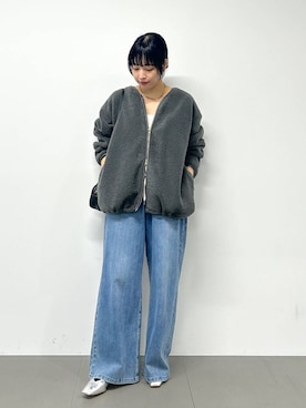 「アイテム（ノーカラーコート）」を使った、LINさん（レディース・164cm）の秋コーディネート