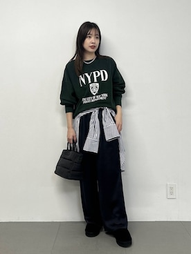 「BARNYARDSTORM（バンヤードストーム）のEMU / (エミュ) Pico ムートンサボ【Japan Limited】一部店舗限定（その他シューズ、ブラック系）」を使った、LINさん（レディース・163cm）の秋コーディネート