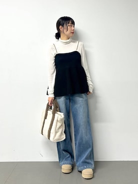 「体型カバー」｜「アイテム（スリッポン）」を使った、LINさん（レディース・164cm）の秋コーディネート