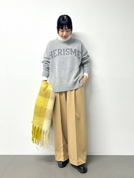 「BARNYARDSTORM（バンヤードストーム）のBARNYARDSTORM / マシュマロワイドパンツ【撥水・セットアップ対応】（スラックス）」を使った、LINさん（レディース・164cm）の秋コーディネート