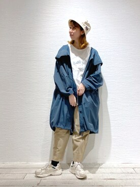 「アイテム（モッズコート）」を使った、akkoさん（レディース・168cm）の夏コーディネート