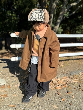 「アイテム（キャップ）」を使った、harupiさん（キッズ・100cm）の冬コーディネート