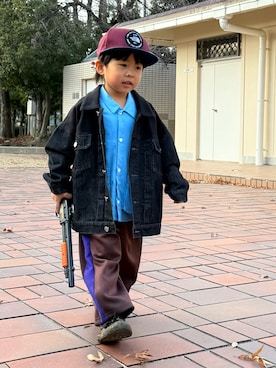 「アイテム（キャップ）」を使った、harupiさん（キッズ・100cm）の冬コーディネート