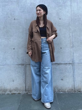 「Ungrid（アングリッド）のアイテム（シャツ/ブラウス）」を使った、横山ななさん（レディース・157cm）の秋コーディネート