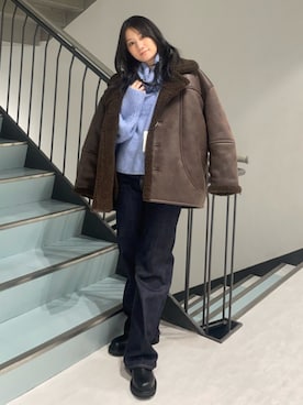 「アイテム（ブルゾン）」を使った、横山ななさん（レディース・157cm）の秋コーディネート