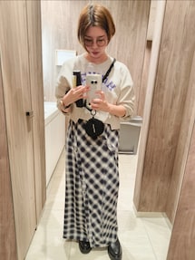 Button Slit Checkered Camisole Maxidresses/ボタンスリットチェック