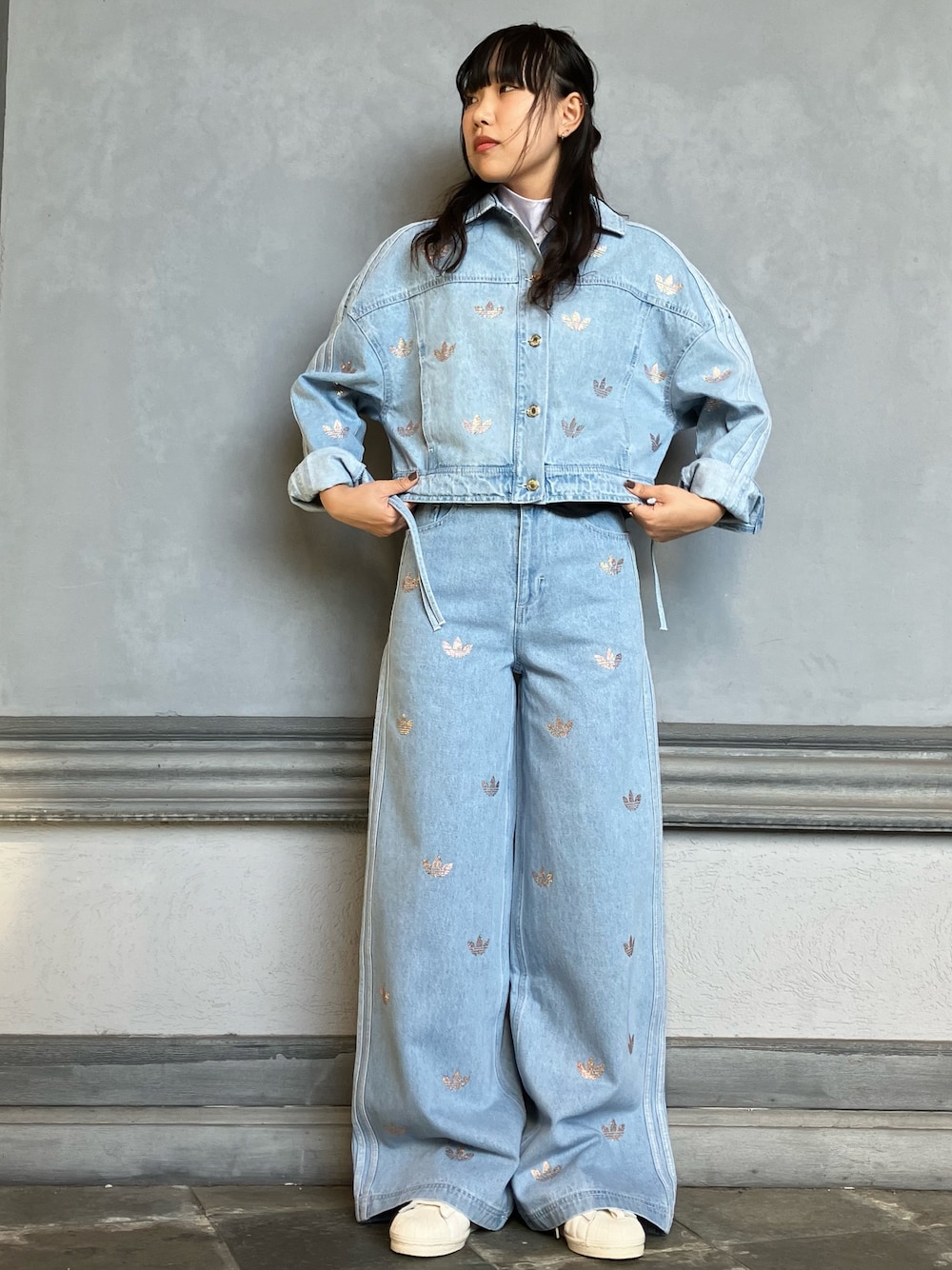 デニム ラインストーン ジャケット、デニム ラインストーン パンツの