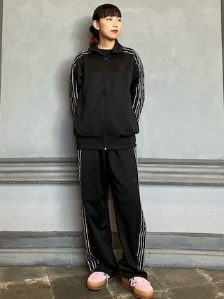 adidas ジャージ トラックパンツ オーロラブラック パープル 白ストライプ レアル・マドリードトラック