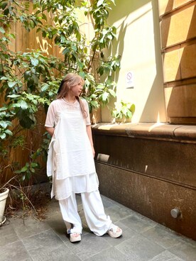 「SENSE OF PLACE by URBAN RESEARCH（センスオブプレイスバイアーバンリサーチ）のアイテム（ワンピース、ホワイト系）」を使った、kaoさん（レディース）の夏コーディネート