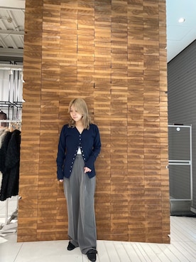 「SENSE OF PLACE by URBAN RESEARCH（センスオブプレイスバイアーバンリサーチ）のパッチワークVネックカーディガン（カーディガン/ボレロ）」を使った、kaoさん（レディース・151cm）の秋コーディネート