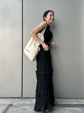 「Ungrid（アングリッド）のアイテム（トートバッグ）」を使った、庄司未菜美さん（レディース・159cm）の夏コーディネート