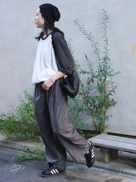 「ラグランTシャツ」｜KAORIさん（レディース・163cm）の秋コーディネート
