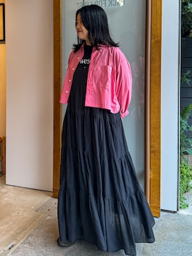「OUTDOOR PRODUCTS（アウトドアプロダクツ）のアイテム（ワンピース）」を使った、OUTDOORPRODUCTS中目黒店さん（レディース・158cm）の夏コーディネート