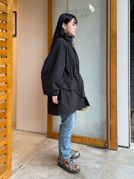 「アイテム（その他アウター、ブラック系）」を使った、OUTDOORPRODUCTS中目黒店さん（レディース・158cm）の秋コーディネート