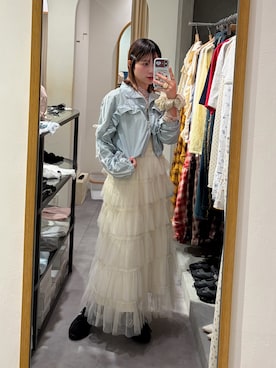 「アイテム（ジャンパースカート、ホワイト系）」を使った、yunacode13さん（レディース・160cm）の秋コーディネート