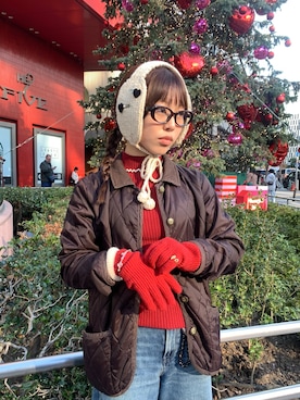 「SMELLY（スメリー）のバイカラーホールタッチグローブ（手袋）」を使った、しげお🌷⸝⋆さん（レディース・155cm）の冬コーディネート