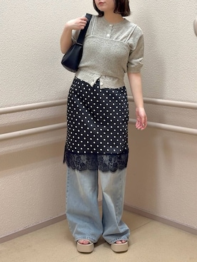 「LOWRYS FARM（ローリーズファーム）のレースデニム　601055（デニムパンツ、ブルー系）」を使った、asuuu33さん（レディース）の春コーディネート
