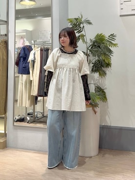 「LOWRYS FARM（ローリーズファーム）のトバシハートガラスネックレス　592313（ネックレス、ブラック系）」を使った、asuuu33さん（レディース）の春コーディネート