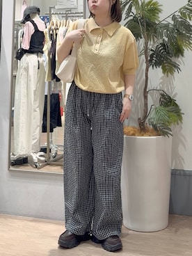 「LOWRYS FARM（ローリーズファーム）のスタイルＵＰクロスカップキャミ　100757（Tシャツ/カットソー、ブラック系）」を使った、asuuu33さん（レディース）の春コーディネート