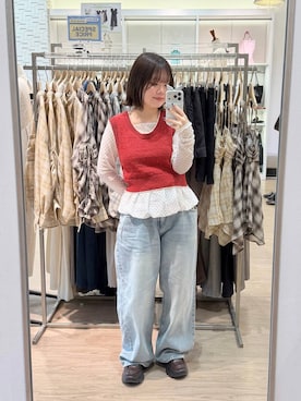 「LOWRYS FARM（ローリーズファーム）のレースデニム　601055（デニムパンツ、ブルー系）」を使った、asuuu33さん（レディース）の春コーディネート
