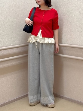 「LOWRYS FARM（ローリーズファーム）のカンドウフィットＫｎｉｔサンダル 637889（サンダル、ホワイト系）」を使った、asuuu33さん（レディース）の春コーディネート