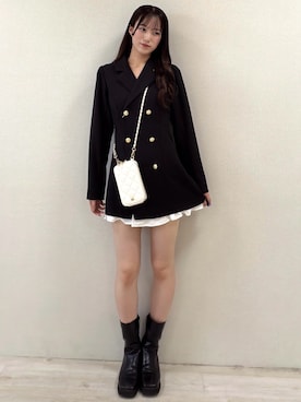 「INGNI（イング）のバックレースアップジャケットワンピース（One piece dress、ブラック系）」を使った、舞桜さん（レディース・165cm）の秋コーディネート