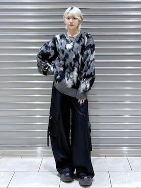 「アイテム（スラックス、ブラック系）」を使った、たなべさん（レディース・156cm）の秋コーディネート