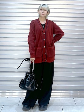 「アイテム（スラックス、ブラック系）」を使った、たなべさん（レディース・156cm）の秋コーディネート