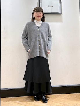 「A part by（アパートバイ）のサテンティアードキャミワンピース（ワンピース）」を使った、ap erikaさん（レディース・157cm）の秋コーディネート