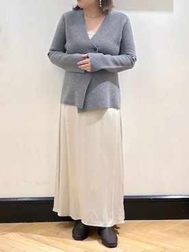 「アイテム（ノーカラージャケット）」を使った、ap erikaさん（レディース・157cm・30代）の秋コーディネート