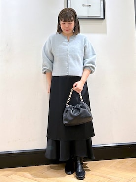 「A part by（アパートバイ）のサテンティアードキャミワンピース（ワンピース）」を使った、ap erikaさん（レディース・157cm）の秋コーディネート