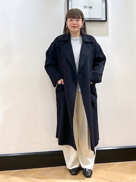 「アイテム（ステンカラーコート）」を使った、ap erikaさん（レディース・157cm・30代）の秋コーディネート