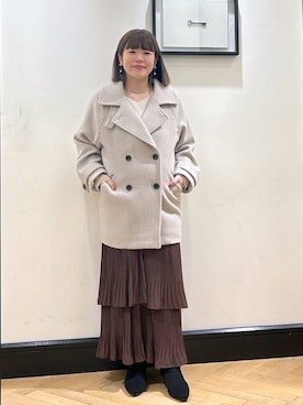 「アイテム（ピーコート）」を使った、ap erikaさん（レディース・157cm）の秋コーディネート