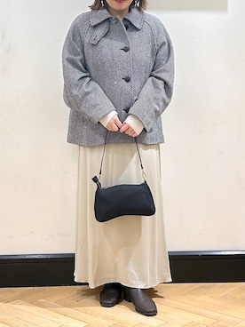 「アイテム（ステンカラーコート）」を使った、ap erikaさん（レディース・157cm）の秋コーディネート