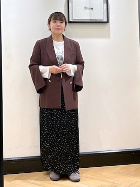 「A part by（アパートバイ）のＷライクテーラードスリットジャケット（テーラードジャケット）」を使った、ap erikaさん（レディース・157cm）の秋コーディネート