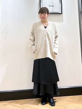 「A part by（アパートバイ）のサテンティアードキャミワンピース（ワンピース）」を使った、ap erikaさん（レディース・157cm）の秋コーディネート