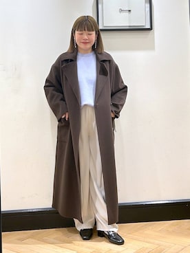 「アイテム（ステンカラーコート）」を使った、ap erikaさん（レディース・157cm・30代）の秋コーディネート