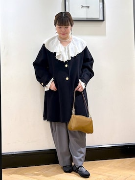 「アイテム（ノーカラーコート）」を使った、ap erikaさん（レディース・157cm）の秋コーディネート
