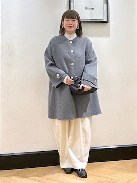 「アイテム（ノーカラーコート）」を使った、ap erikaさん（レディース・157cm・30代）の秋コーディネート