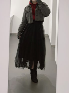 「アイテム（デニムジャケット）」を使った、nananakanoさん（レディース・161cm）の秋コーディネート