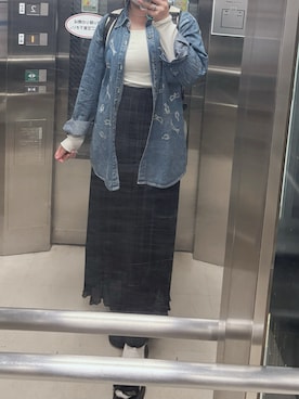 「homme’et femmeのアイテム（シャツ/ブラウス、ブルー系）」を使った、nananakanoさん（レディース・161cm）の春コーディネート