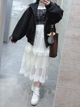 「アイテム（ベスト）」を使った、nananakanoさん（レディース・161cm）の秋コーディネート