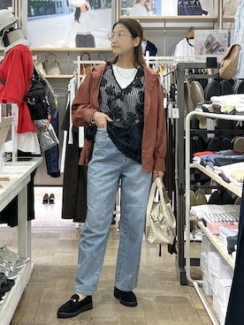 「アイテム（バレッタ/ヘアクリップ）」を使った、nibakeryさん（レディース・168cm）の秋コーディネート