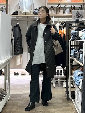「アイテム（ステンカラーコート）」を使った、nibakeryさん（レディース・168cm・40代）の冬コーディネート