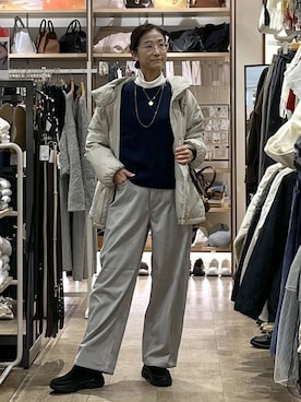 「デート/ロマンティック」｜「アイテム（ダウンジャケット/コート）」を使った、nibakeryさん（レディース・168cm）の冬コーディネート