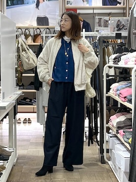 「GLOBAL WORK（グローバルワーク）の推しごとギャザートート/495802（トートバッグ）」を使った、nibakeryさん（レディース・168cm）の秋コーディネート